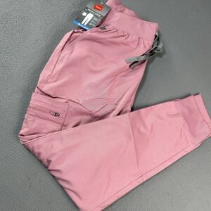 Hanes Premium Women's Scrub Pants Pink Large Drawstring Pockets Cooling Comfort